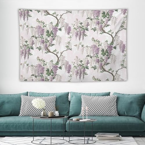 HZOHNAGO Lavender Flower Tapestry Purple Floral Tree Botanical Pattern Printed Wall Tapestry Wall Hanging for Bedroom Living Room Dorm 60" W x 40" H - color: Lavender-3, size: 60"L x 40"W
