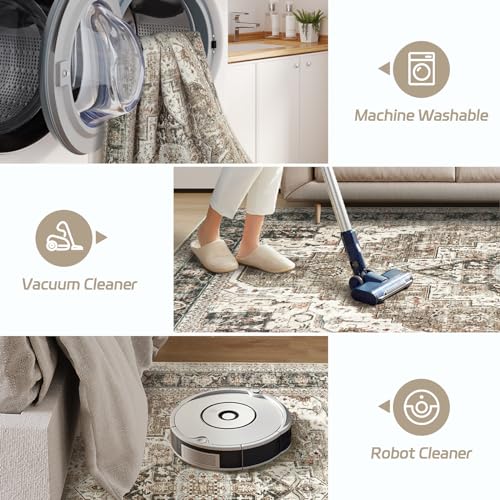 Roxstand 3x5 Area Rug - Washable Kitchen Rugs Non Slip,Soft Low Pile Small Rug for Entryway, Stain Resistant Vintage Area Rugs for Home Decor(Brown/Beige, 3'x5') - color: Brown/Beige, size: 3' x 5' (Rectangular)