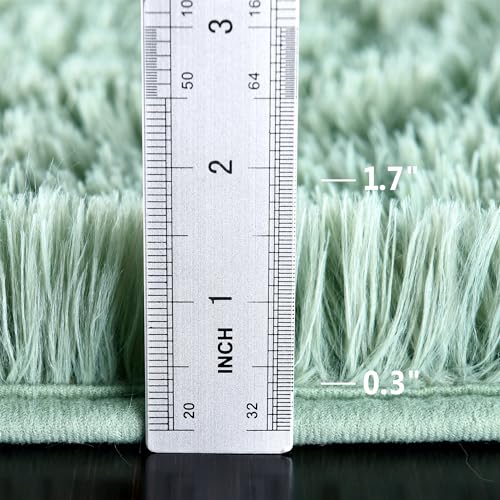 Awaytail Sage Rug Collection - 2 x 3' Non-Slip Height Pile 1.4" Plush Rug Rubber Backing - Throw Rugs Carpet for Bedroom - color: Sage, size: 2' x 3' (Rectangular)