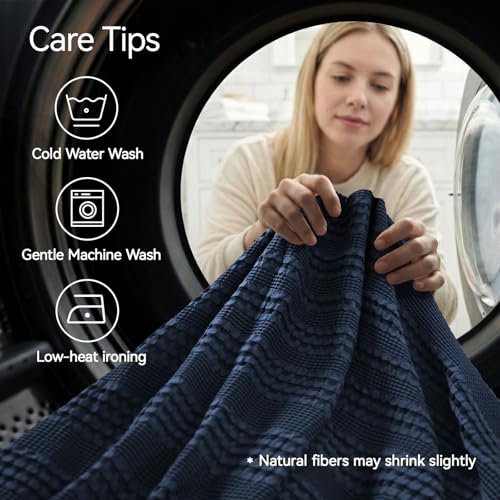 a moment 2 Pack Bamboo Fiber Pillow Covers - Waffle Weave, Ultra Soft & Breathable, Euro Shams Cotton Throw Pillow for Couch, Sofa, Bedroom Living Room 24x24 Inch Navy Blue - color: Navy Blue, size: 24" x 24" (Pack of 2)