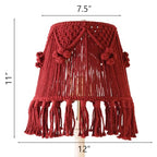 Wine Red Boho Woven Lamp Shade Bell Tassels Lampshade 7.5``Top x 12``Bottom x 11``High(Spider) Medium Handmade Lamp Shades for Table & Bedside Lamp - Easy Assemble - color: Red, size: Medium (7.5" Top x 12" Bottom x 11" High)