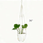 2 Pack Macrame Plant Hanger 36 Inch, Ivory Hanging Planter Holder with Wood Beads & No Tassels,Larg Hanging Baskets Indoor Outdoor Boho Home Decor for Flower Pots (2 Hooks Included)