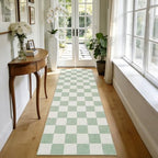 GarveeHome Checkered Sage Green 2x6 Washable Kitchen Runner Rus Geometric Diamond Dot Modern Soft Low-Pile Long Rug for Bedroom Hallways Entryway Non-Slip TPE Rubber Backing - color: Sage Green, size: 2' x 6' (Runner)