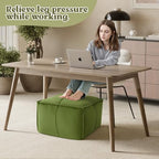 MeMoreCool Stuffed Round Pouf Ottoman Foot Rest, Floor Pouf Foot Stool with Soft Foam Chunk Filling, Small Round Ottoman Footstool Circle Footrest for Living Room - color: Piping Green