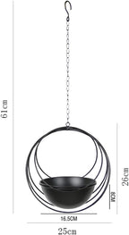 RISEON Boho Metal Plant Hanger,Metal Geometric Hanging Planter, Modern Planter, Mid Century Air Plant Holder Stand, Minimalist Planter for Indoor Outdoor Home Wedding Decor (Black)
