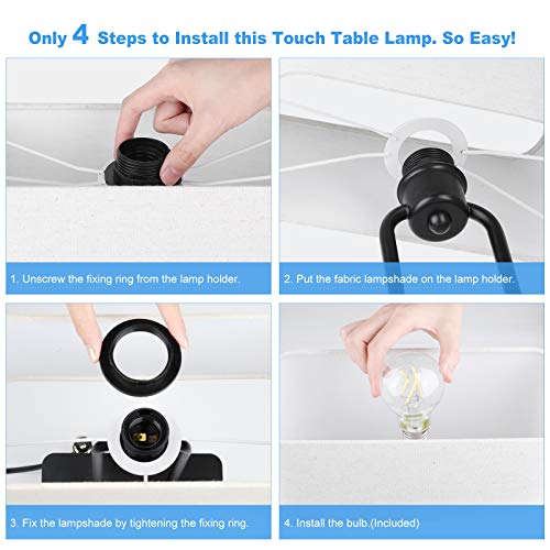 Bedside Touch Control Table Lamp with Dual USB Charging Ports 1 AC Outlet, 3 Way Dimmable Modern Nightstand Lamp with Cream Fabric Shade, Desk Lamp for Bedroom Living Room Office with 5000K LED Bulb - color: Cream