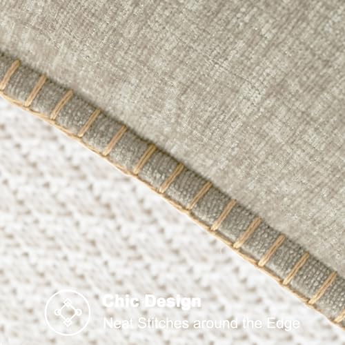 CaliTime Throw Pillow Covers Decorative 12 X 20 Inches Pack of 2 Cotton Thread Stitching Edges Solid Dyed Soft Chenille Cushion Cases for Couch Sofa Bed Living Room Farmhouse Light Taupe - color: Light Taupe, size: 20" x 12" (Pack of 2)