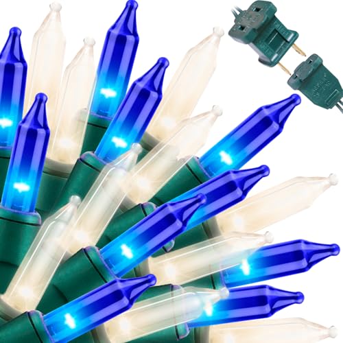 LAMPHOME Blue Clear Christmas String Lights, 150 Count 31.9FT Incandescent Mini Fairy Lights, UL Certified White Wire Hanukkah Lights for Indoor Outdoor Holiday, Xmas Tree, Hanukkah & Patio Decor - color: Blue Clear 150 Count Green wire