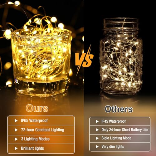 12 Pack Fairy Lights Battery Operated - 7ft 20 Led Twinkle Lights 3 Modes, Bulk Mini String Lights Waterproof for Mason Jars Vases DIY Party Wedding -Warm White & Cold White - color: Warm White&Cool White, size: 12 Pack