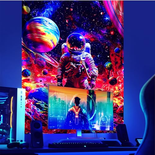 NYZE Astronaut Space Tapestry for Bedroom, Glow in the Dark Room Decor Wall Tapestries, Cool Galaxy Planet Wall Hanging, Wall Hanging for Men Guys Gamer Room Dorm Living Room 44x60 in - color: Astronauts B, size: 44"L x 60"W