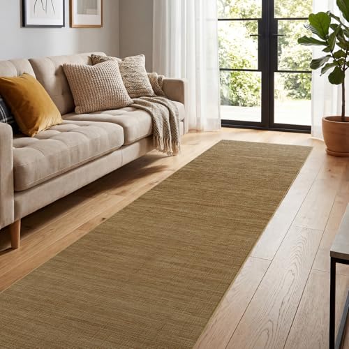 Jute 3x8 Hallway Runner Rug: Washable Non Slip Kitchen Rugs with Rubber Backing Pet-Friendly Carpets Stain Resistant Runners for Laundry Entryway Bedroom Decor Natural Brown - color: Natural Brown, size: 3' x 8' (Rectangular)