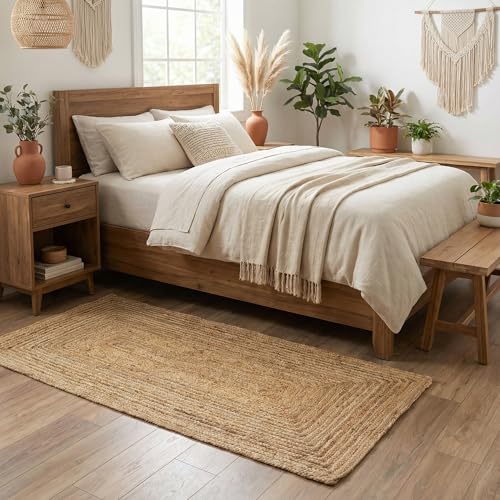 Super Area Rugs Natural Jute Runner Rug - 2' x 6' Rectangular Jute Rug - Hand-Woven Farmhouse Jute Rug for Entryway, Hallway, and Bedroom - Reversible & Durable Natural Fiber Flooring - color: Natural, size: 2' x 6' (Rectangular)