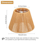 Small Rattan Lamp Shades Set of 2, Boho Lamp Shades for Table Lamps, 5.5" Top x 10" Bottom x 6.6" High, Wicker Lampshade Replacement for Bedroom, Hand Woven, Spider, Bulb Clip Adapters Included - color: Brown Rattan
