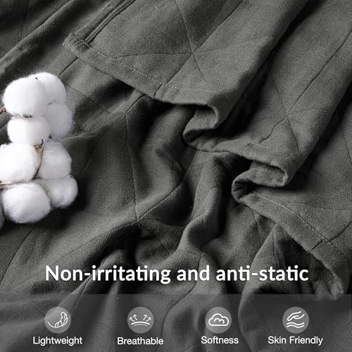 Exclusivo Mezcla 100% Cotton Muslin Throw Blanket for Couch, 4-Layer Moisture-Wicking and Breathable Ultra Soft Gauze Blanket for Spring Summer, 50"x60", Dark Grey - color: Dark Grey, size: Throw (50"x60")
