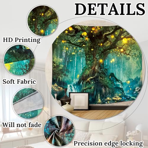Jungle Tree Tapestry Wall Hanging for Bedroom Living Room Large Nature Forest Decor - color: Dream Forest02, size: 78.7"L x 59.1"W