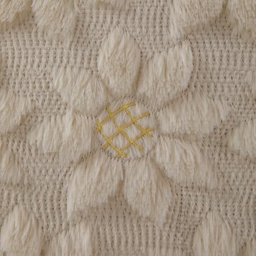 DFXSZ Spring Summer Pillow Covers 16x16 inch Set of 2 Farmhouse Decor Yellow Flower Heart Sunflower Beige Soft Plush Faux Fur Jacquard Throw Pillows for Sofa Holiday Spring Home Decor PTK024E16 - color: Beige, size: 16" x 16" (Pack of 2)