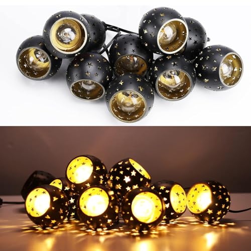 Vigdur Lantern String Lights, Star String Lights Plug in with 10 Clear G40 Bulbs and Star Plastic Lamp Shades, Connectable Moroccan Decoration Light for Home Holiday Party Decorations(9.84FT) - color: Star Lantern