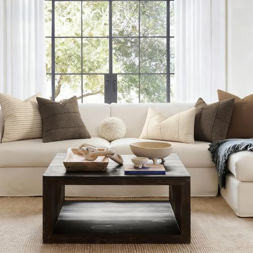 YCOLL Textured Boucle Throw Pillow Covers 20x20 Pack of 2 - Soft Neutral Striped Cushion Covers, Cozy Accent Decorative Pillow Covers for Couch, Sofa, Bed, Living Room (Brown) - color: Brown, size: 20" x 20" (Pack of 2)