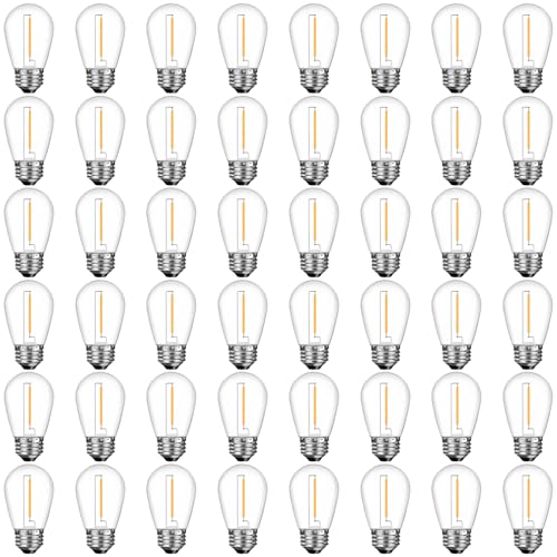 GvvooHome 48 Pack Shatterproof LED Replacement Bulbs for Outdoor String Lights, S14 Edison Bulbs for Patio String Lights Outdoor Waterproof, Warm White 2200K, Dimmable, E26 Standard Base - color: Warm, size: 48 Pack