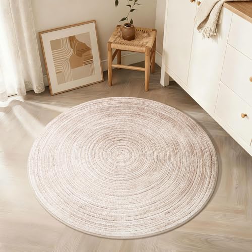 Asrug Imitation Jute Low Pile Round Rug Area Rug Washable Non-Slip Circle Rug Soft Plush Touch Circle Rugs Round for Kitchen Bathroom Living Bedroom Nursery, Carpet 3ft /36 inch/91 cm Khaki - color: Khaki, size: 3ft