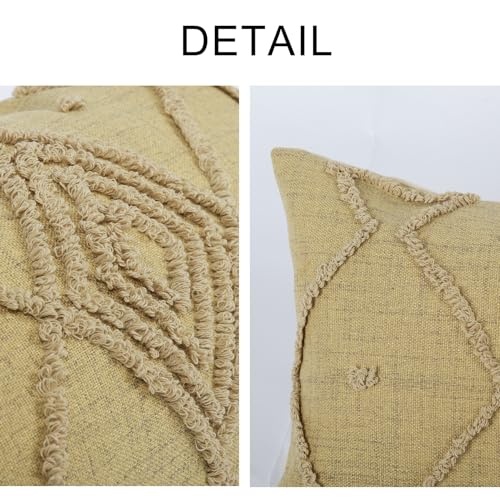 Boho Geometric Textured Lumbar Pillow Cover 12x 20, Woven Tufted Neutral Decorative Linen Pillow Cushion Case, Farmhouse Home Decor for Outdoor Couch Bedroom Car Sage Green - color: Olive