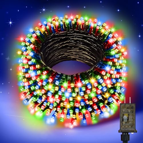Nisocy 200 LED 4 Color Christmas String Lights, Multicolor Fairy Lights with Green Wire, 8 Modes Plug in Christmas Tree Lights for Indoor Outdoor Holiday Decorations, Party, Patio, Home Décor(66FT) - style: 66FT, RGB
