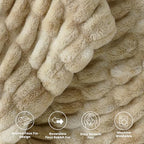 Ultra Soft Cozy Faux Fur Throw Blanket, Fuzzy Plush Thick Bubble Blanket, Oversize Luxury Fluffy Blanket for Couch, Sofa, Bedroom, and Living Room,50x60 Inches,Double Sided Tie-Dye Camel - color: Double Sided-tie Dye Camel, size: Throw