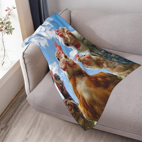 Rooster Throw Blanket Funny Farmhouse Chickens Animal Warm Roosters Decor Soft Flannel Blanket Farm Country Chicken Gifts for Kids Boys Girls Men Women 50" X 60" - color: Five Roosters, size: 50"X60"