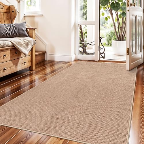 3x5 No Shed Jute Rug: Machine Washable Non Slip Rugs for Entryway Front Porch Kitchen - Door Mat Area Rug Farmhouse Neutral Non Shedding - Carpet for Bedroom Living Room (Beige,3x5) - color: Beige, size: 3' x 5' (Rectangular)