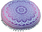 ICC Floor Pillows & Cushion Covers, Decorative Hippie Mandala Pouf Pillow Cover Bohemian Seating Meditation Cushion Cover, Large Boho Ottoman Case Pillowcase for Couch Pink Ombre, 32" Round - size: 32" x 32" (Pack of 1), style: Pink Ombre