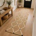 Jute Runner Rug 2.5'x8, Hand Woven Area Rug - Handcrafted Premium Geometric Design, Indoor Natural Fiber Hallway Jute Rug - Rustic Farmhouse Carpet for Kitchen, Entryway, Hallway, Bedroom - Natural - size: 2.5' x 8' (﻿Rectangular)