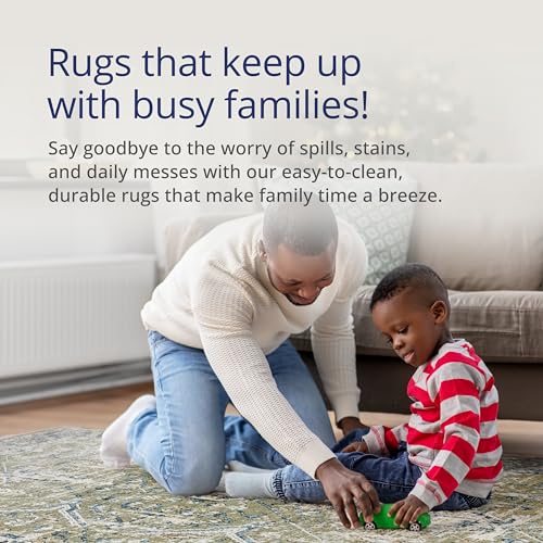 Abani Savoy Collection Area Rug - Intricate Blue/Green Vintage Design -6' x 9' - Easy to Clean - Durable for Kids and Pets - Non-Shedding - Medium Pile - Soft Feel -for Living Room, Bedroom & Office - size: 6' x 9'