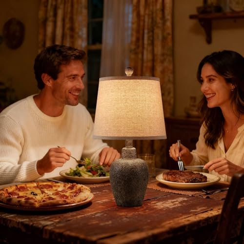 21" Table Lamps for Bedroom Set of 2 Small Farmhouse Bedside Lamps for Living Room Rustic Cottage Jar-Shaped Lamp for Nightstand Retro Brown Finish,Bulbs Not Included ﻿ - color: Brown