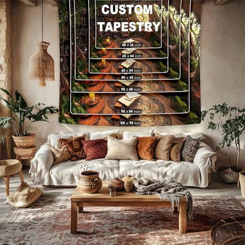 Richldeas Forest Bookshelf Tapestry Tree Bookshelf Wall Tapestry Window Tapestries Wall Hanging Posters for a Windowless Office RITAYW366 - color: Yellow-3, size: Customsize