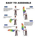 Custom Feather Flag by DreamController, Personalized Swooper Flag with Photo, Text or Logo, 11.5x2.5 FT Single-Sided HD Print, Optional Add-On 15 FT Pole Kit & Ground Spike, Made in USA, Fast Delivery - color: Feather Flag +/– Ground Spike Kit Custom