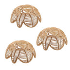 Boho Rattan Lamp Shade, Shuwea 3Pack Lotus Flower Shaped Wicker Woven Lampshades, Replacement Light Covers for Pendant Lights Ceiling Lights Table Lamps Floor Lamps Wall Sconces