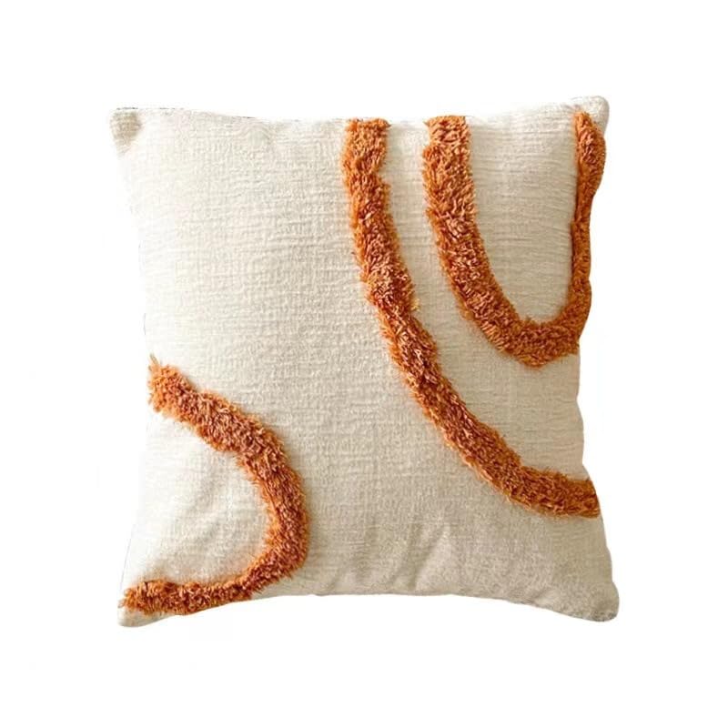 Bohemian Style Tufted Pillowcase Hand Painted Cushion Pillow Cover with Tassel Detail for Living Room Sofa and Office Lumbar Support (18 * 18(Including Pillow core),D) - color: D