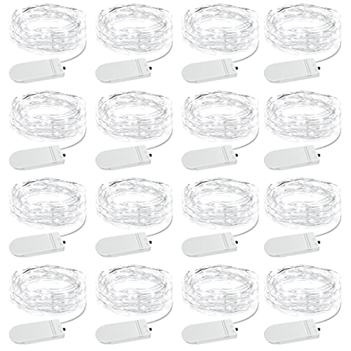 Olafus 16 Pack Fairy Lights Battery Operated, IP68 Waterproof Mini String Light, 7ft Small LED Bottle Light for Wedding Vase Centerpieces Table Decorations Christmas Indoor Party Jars Gift Cool White - color: Cool White