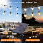OHLUX 60FT Solar Globe String Lights Outdoor, Shatterproof Solar Patio Lights with Remote, 27 Dimmable LED Filament G40 Bulbs, 2200K Soft Warm White Edison Hanging Light for Outside Backyard Deck - size: 60FT