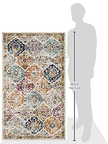 SAFAVIEH Madison Collection Accent Rug - 3' x 5', Cream & Multi, Boho Chic Distressed Design, Non-Shedding & Easy Care, Ideal for High Traffic Areas in Entryway, Living Room, Bedroom (MAD611B) - color: Cream/Multi, size: 3' x 5' (Rectangular)