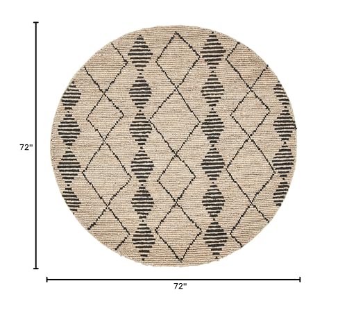 SAFAVIEH Bohemian Collection 6' Round Beige / Black BOH703Z Handmade Moroccan Tribal Jute Area Rug - size: 6' (Round)