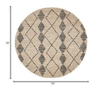 SAFAVIEH Bohemian Collection 6' Round Beige / Black BOH703Z Handmade Moroccan Tribal Jute Area Rug - size: 6' (Round)