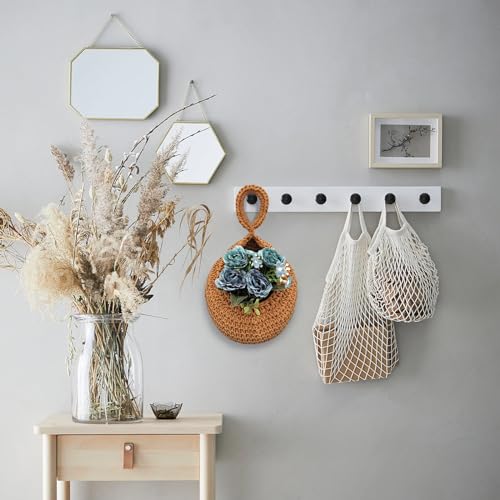 Teardrop Hanging Baskets for Kitchen, Jute Hanging Fruit Baskets Boho Wall Hanging Storage Jute Basket Handwoven Pantry Baskets for Fruit, Vegetable, Potato,Onion, Plante, Set of 3 Sizes (S M L)