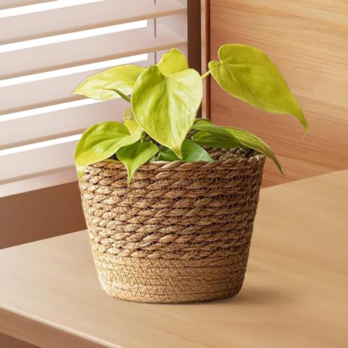 MagiDeal Woven Planter Basket,Storage Bins Ornament Flower Vase Flower Pot Planter Containers for Kitchen Home Outdoor,Office Picnic, M - size: Medium