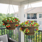 Ultimate Hanging Baskets - Strawberry, Tomato, Flower, and Herb Outdoor Planters - Use Garden Pots for Growing Plants Outside On A Deck, Fence, or Balcony (Mocha 2pk) - color: Mocha