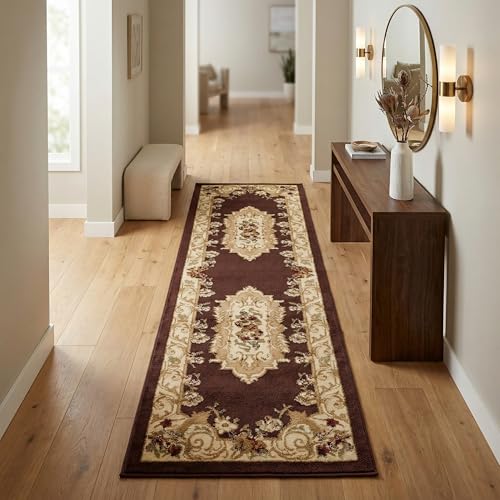 Unique Loom Versailles Collection Area Rug - Henry (2' x 6' 1" Runner Brown/Cream) - color: Brown/Cream, size: 2'2" x 6'1" (Runner)