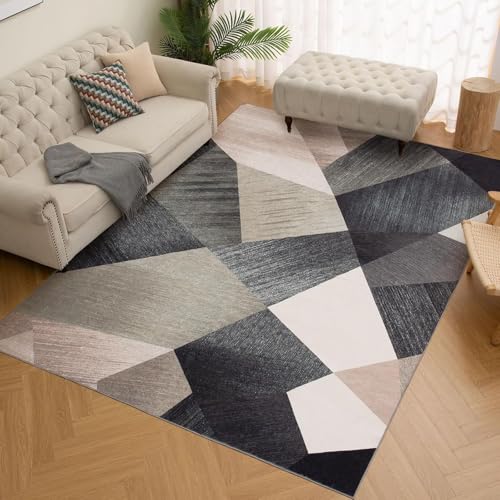 HOMFINE Washable Modern Area Rug - Geometric Style 9x12 Rugs for Living Room, Bedroom, Machine Washable Rug Soft Non Slip Non Shedding Area Rug - Green, 9'x12' - color: Green, size: 9' x 12' (Rectangular)
