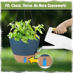 Self-Watering Hanging Planters with Water Level Window, 8/10 Inch Indoor Outdoor Hanging Plant Pots Includes Chain Hangers with Drainage Holes & Detachable Reservoir (Blue, 8+10 inch) - color: Blue
