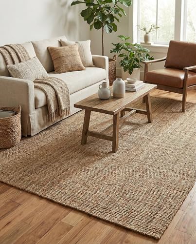 Rugs.com Hand Braided Jute Rug – 7' x 10' Natural Flatweave Rug Perfect for Bedrooms, Dining Rooms, Living Rooms - size: 7' x 10' (Rectangular)