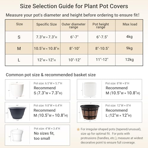 Dahey Jute Spliced Cotton Rope Plant Basket Modern Woven Storage Basket for 10.5" Floor Indoor Planter, Decorative Flower Pots Cover Laundry Bin with Handle Rustic Home Decor, White and Beige - color: White and Beige, size: 10.5"W × 10.8"H